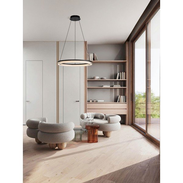 Lustră negru-mat LED cu intensitate reglabilă din aluminiu cu abajur din sticlă acrilică ø 60 cm Lonela – Nova Luce-image-2