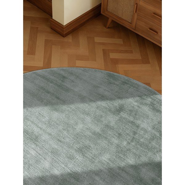 Covor albastru deschis țesut manual rotund din viscoză ø 120 cm Noemi – Vikosa-image-4