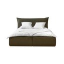 Pat matrimonial verde închis tapițat cu spațiu de depozitare cu somieră 180x200 cm Jade – Bobochic Paris