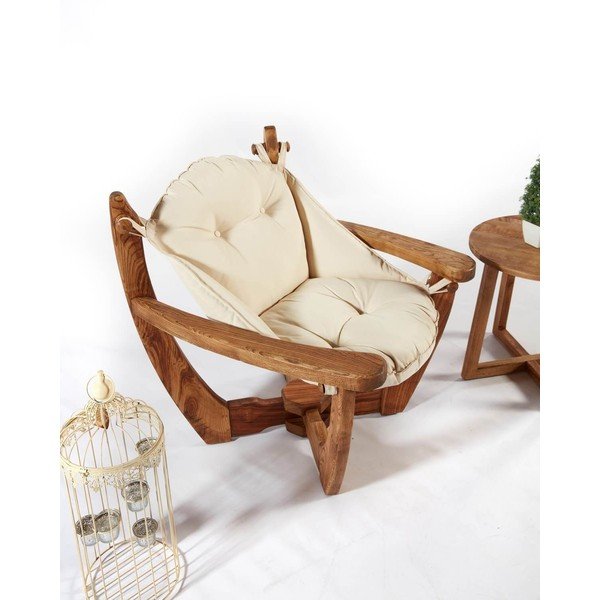 Fotoliu de grădină crem/natural  din lemn  Relax – Floriane Garden-image-4