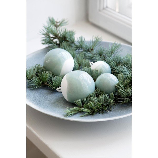 Set 3 globuri de Crăciun din porțelan chinezesc pentru bradul de Crăciun Kähler Design Nobili, verde-image-1