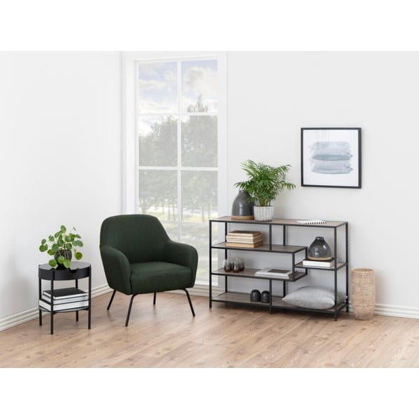 Bibliotecă neagră/cu aspect de lemn de stejar 114x78 cm Seaford – Actona-image-1