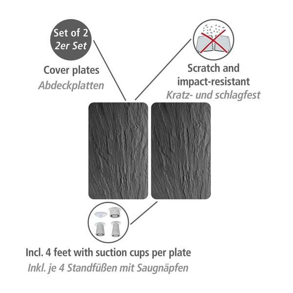 Set de 2 plăci de protecție din sticlă pentru aragaz Wenko XL State, 40 x 52 cm-image-3