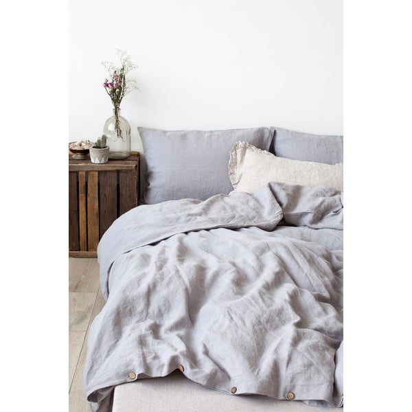 Husă pentru pilotă din in Linen Tales, 200 x 200 cm, gri deschis-image-1