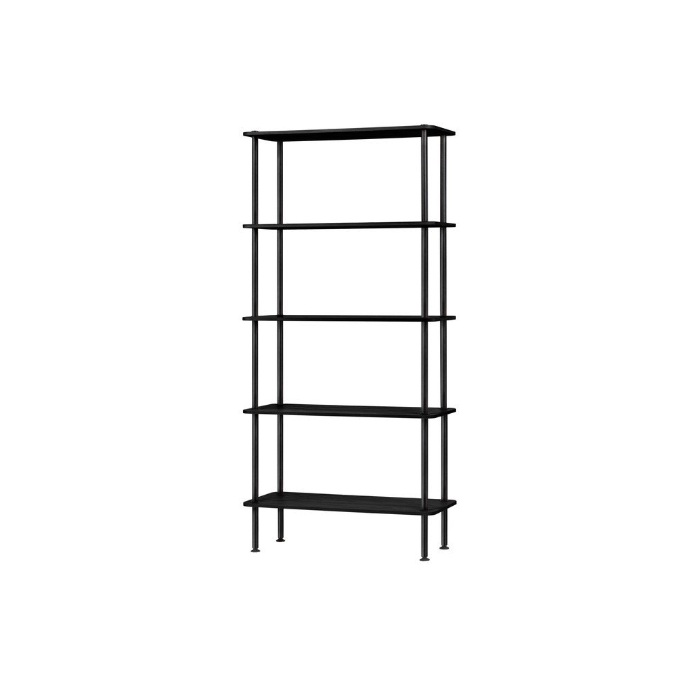 Etajeră neagră cu aspect de lemn de stejar 80x163x35 cm Teidi – noo.ma