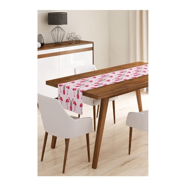Napron din microfibră pentru masă Minimalist Cushion Covers Pink Flamengo with Pineapple, 45 x 145 cm