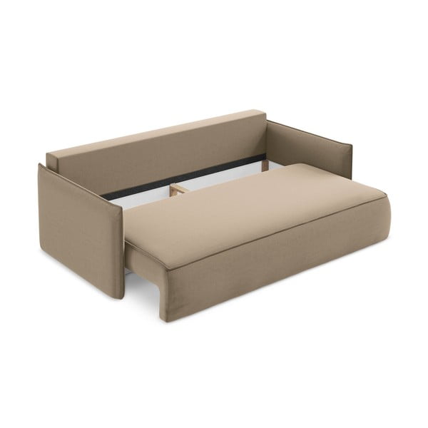 Canapea maro deschis extensibilă/cu spațiu de depozitare cu tapițerie din catifea 225 cm Hula – Makamii-image-3