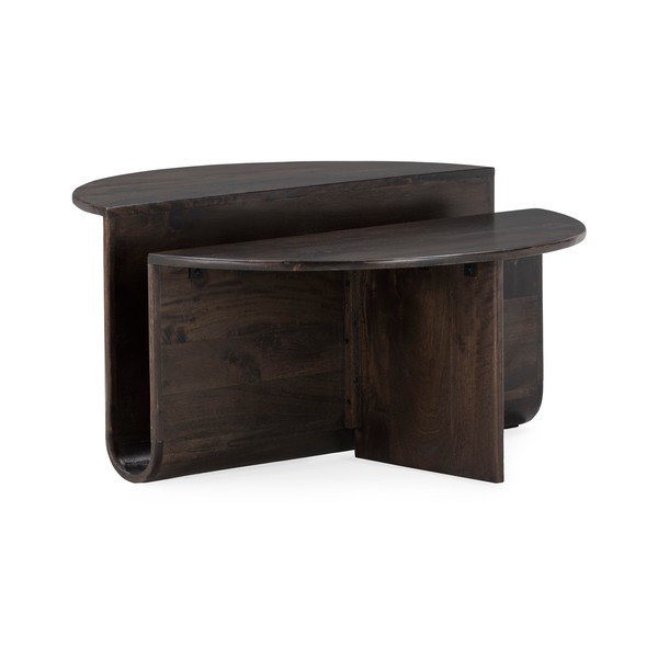 Măsuță de cafea maro închis rotundă din lemn de mango ø 80 cm Divya – MOME