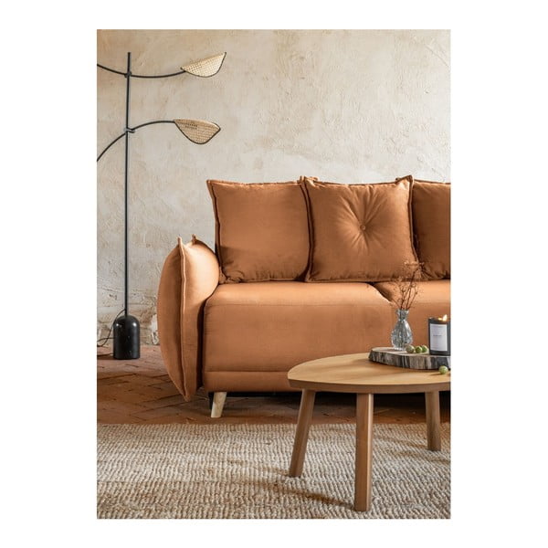 Colțar cărămiziu extensibil cu tapițerie din catifea reiată  (colț variabil) Lazy Lukka – Miuform-image-4