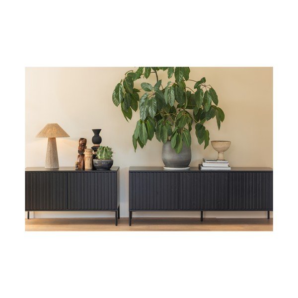 Comodă TV neagră din lemn de pin 100x56x44 cm Gravure – WOOOD-image-1