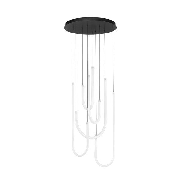 Lustră albă/negru-mat LED cu intensitate reglabilă din oțel cu abajur din sticlă acrilică ø 50 cm Topaz – Nova Luce