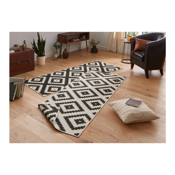 Covor reversibil adecvat pentru interior și exterior negru-crem 80 x 345 cm Malta - NORTHRUGS-image-3