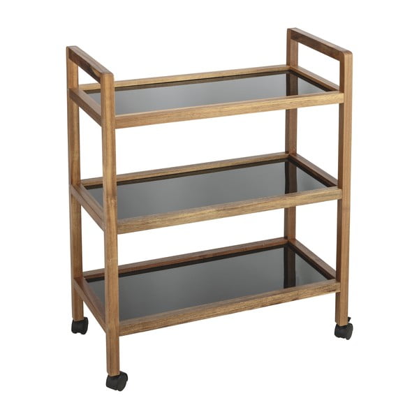 Etajeră de baie neagră/în culoare naturală din lemn de acacia 65x76,5 cm Fondi – Wenko