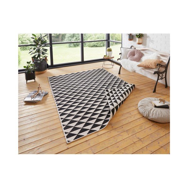 Covor reversibil adecvat interior/exterior Bougari Tahiti, 200 x 290 cm, negru-crem-image-2