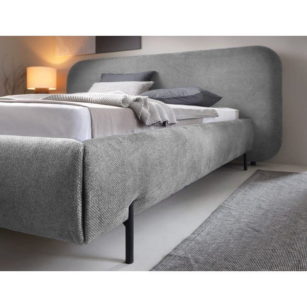 Pat matrimonial gri tapițat cu spațiu de depozitare cu somieră 160x200 cm Pointt – ELTAP-image-4