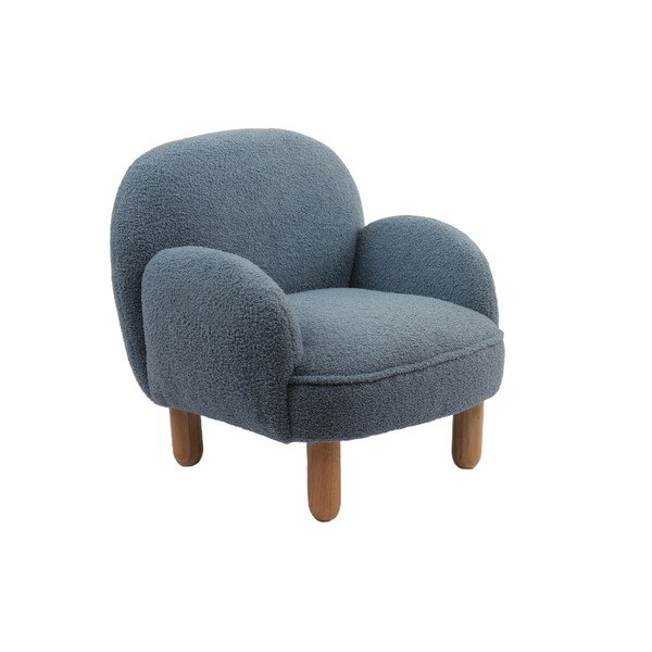 Fotoliu de copii albastru cu tapițerie din țesătură bouclé Rocky – Vipack