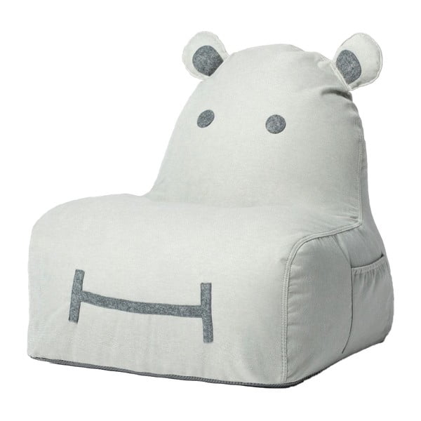 Fotoliu puf pentru copii gri deschis Hippo – The Brooklyn Kids