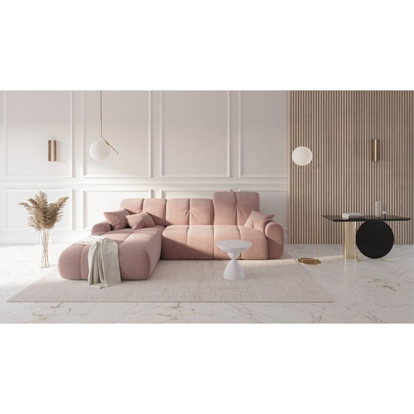 Colțar extensibil cu șezlong pe partea stângă Devichy Tous, roz-image-1