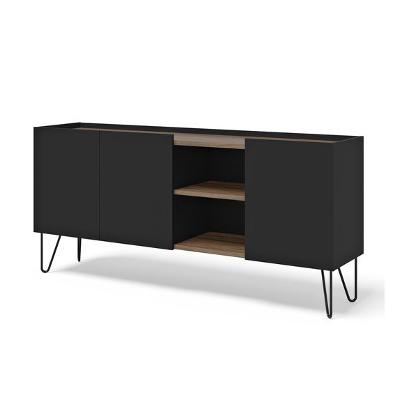 Comodă negru-maro joasă cu aspect de lemn de nuc 180x83 cm Nina – TemaHome-image-2