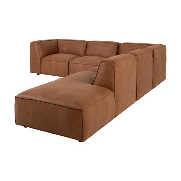 Colțar maro coniac cu tapițerie din imitație de piele (colț dreapta) Fairfield Kentucky – Bonami Selection-image-4