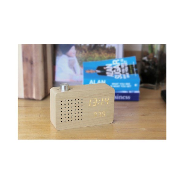 Ceas cu LED și radio Gingko Click Clock, bej-galben-image-3