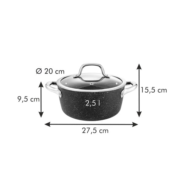 Oală antiaderentă  cu capac pentru plită inducție 2,5 l President - Tescoma-image-2