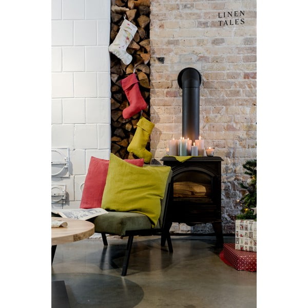 Decorațiune ciorap de Crăciun din material textil Christmas Print Natural – Linen Tales-image-1