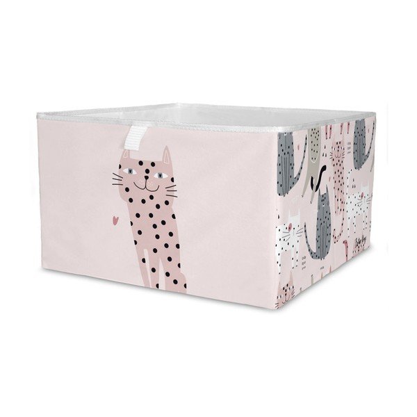 Organizator de jucării pentru copii roz deschis din material textil 32x32x20 cm Meow Meow – Butter Kings