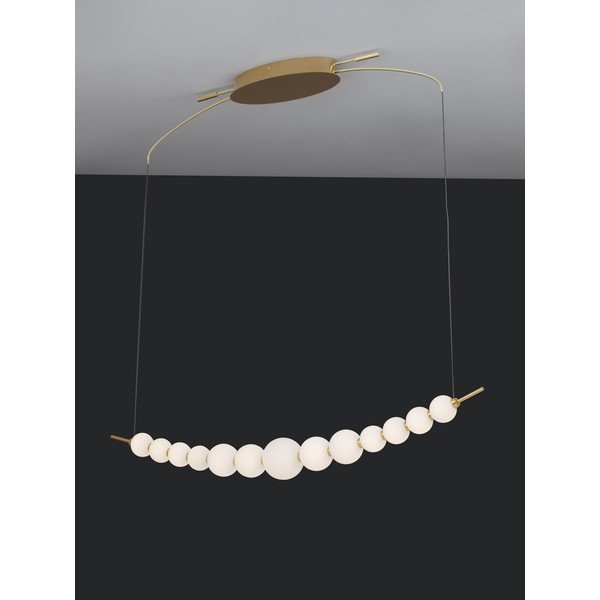 Lustră albă/aurie LED cu intensitate reglabilă din metal cu abajur din sticlă Perla – Nova Luce-image-1