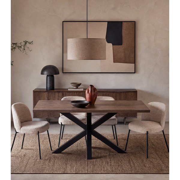 Masă de dining cu blat cu aspect de lemn de nuc 100x180 cm Comba – Marckeric-image-3
