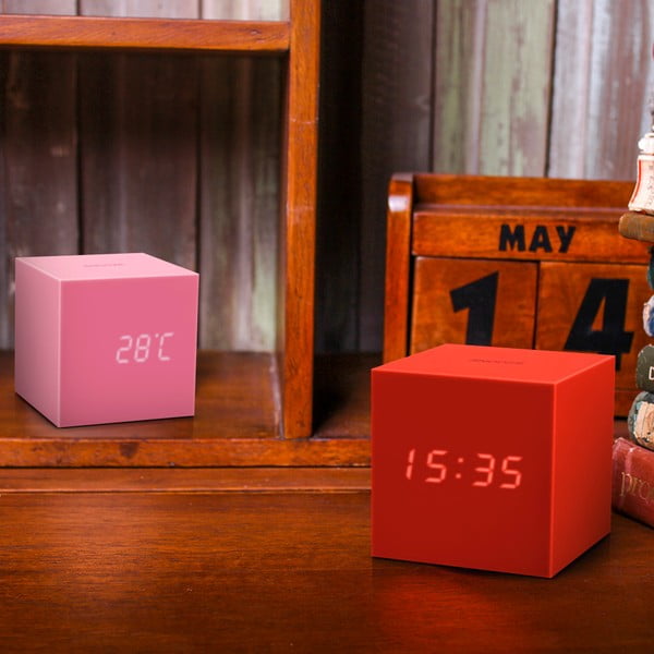 Ceas deșteptător cu LED Gingko Gravity Cube, roșu-image-2