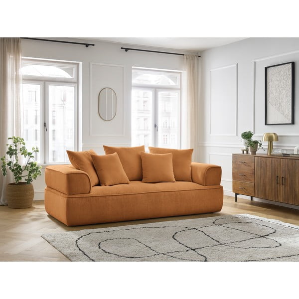 Canapea galben-muștar cu tapițerie din chenille 237 cm Whesley – Bobochic Paris-image-1