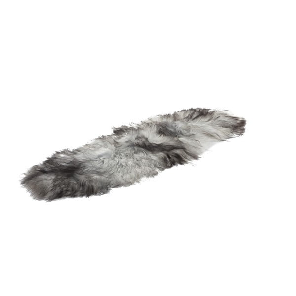 Covor din blană de oaie, cu fir lung Woooly Icelandic, gri-alb