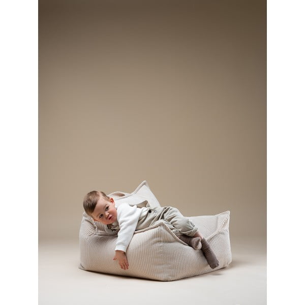 Fotoliu puf pentru copii crem cu tapițerie din catifea reiată Chair – Wigiwama-image-4