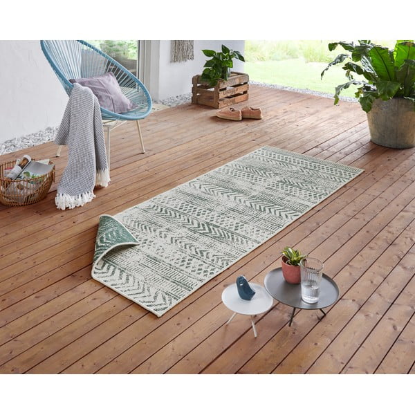Covor adecvat pentru exterior NORTHRUGS Biri, 80 x 250 cm, verde-crem-image-1