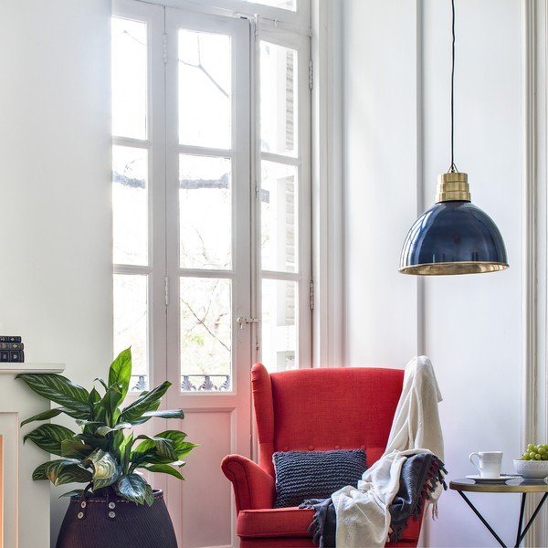 Lustră albastru-închis/aurie cu abajur din metal ø 40 cm Sublime – HF Living-image-1