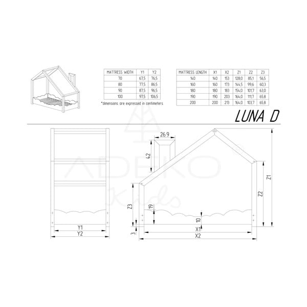 Pat din lemn de pin în formă de căsuță Adeko Luna Drom, 90 x 200 cm-image-4