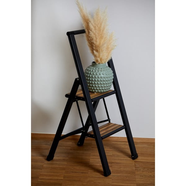 Scară pliabilă cu înveliș antiderapant din aluminiu Wenko Stepladder II, negru-image-4