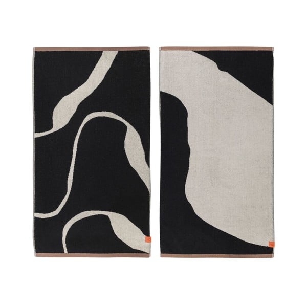 Prosoape negre-albe 2 buc. din bumbac organic 50x90 cm Nova Arte – Mette Ditmer Denmark
