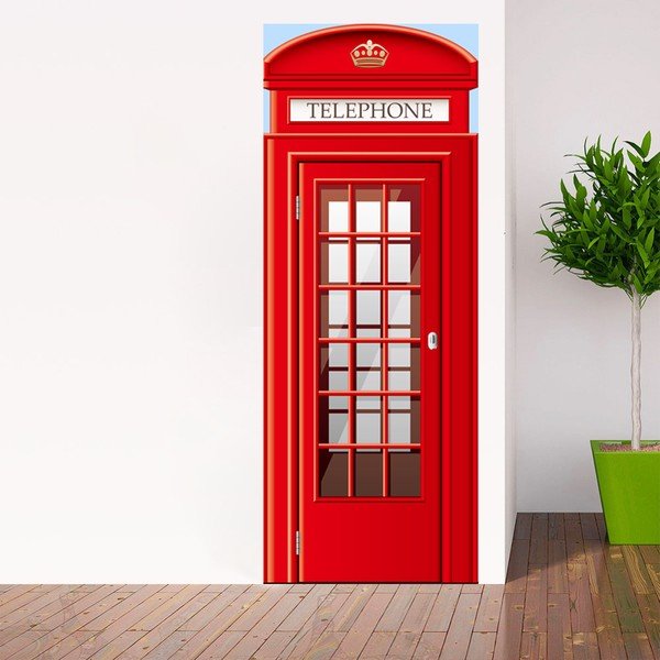 Tapet pentru ușă Walplus UK Telephone Booth, 88 x 200 cm-image-1