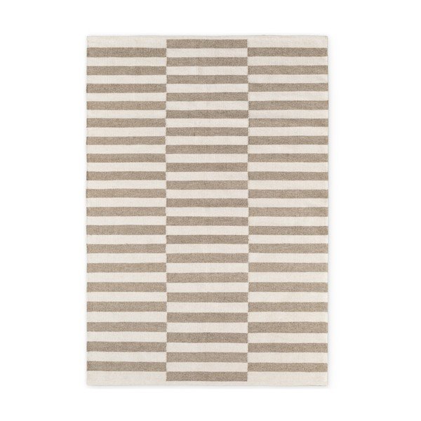 Covor alb/gri reversibil/țesut manual din lână 160x230 cm Vika – Hanse Home