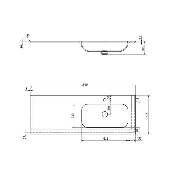 Chiuvetă albă din piatră artificială Aruba – Sapho-image-2