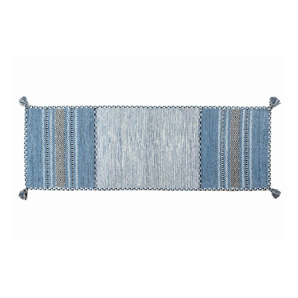 Covor țesut manual Navaei & Co  Kilim Tribal 509, 240 x 60 cm, albastru 