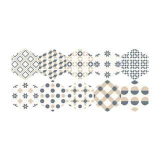 Set 10 autocolante pentru podea Ambiance Hexagons Gotzone, 20 x 18 cm