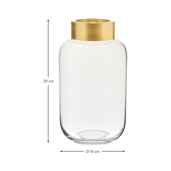 Vază din sticlă cu detaliu metalic auriu Westwing Collection Lori, înălțime 29 cm-image-4