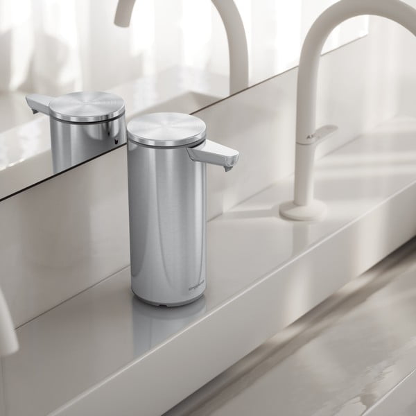 Dozator de săpun lichid argintiu mat automat din oțel 266 ml – simplehuman-image-1