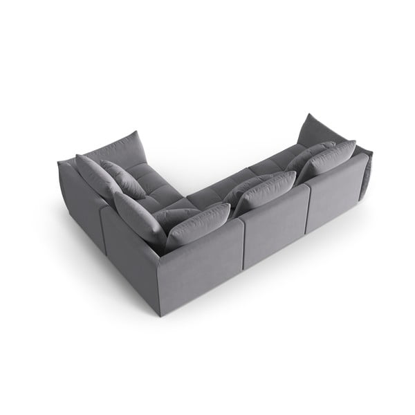 Colțar gri închis cu tapițerie din catifea (cu colț pe partea dreaptă/în formă de ”L”) Bloom – Micadoni -image-3