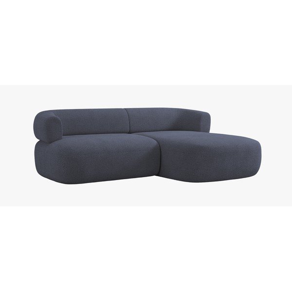 Colțar albastru închis cu tapițerie din țesătură bouclé (cu colț pe partea dreaptă/cu șezlong) Jenny – Micadoni -image-3