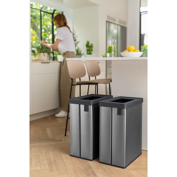 Coș de gunoi gri de reciclat din plastic reciclat 54 l Verto Recycle – Curver-image-1