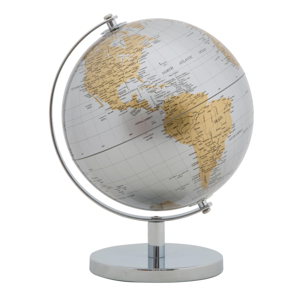 Decorațiune pentru masă Mauro Ferretti Globe, înălțime 28 cm, argintiu-auriu